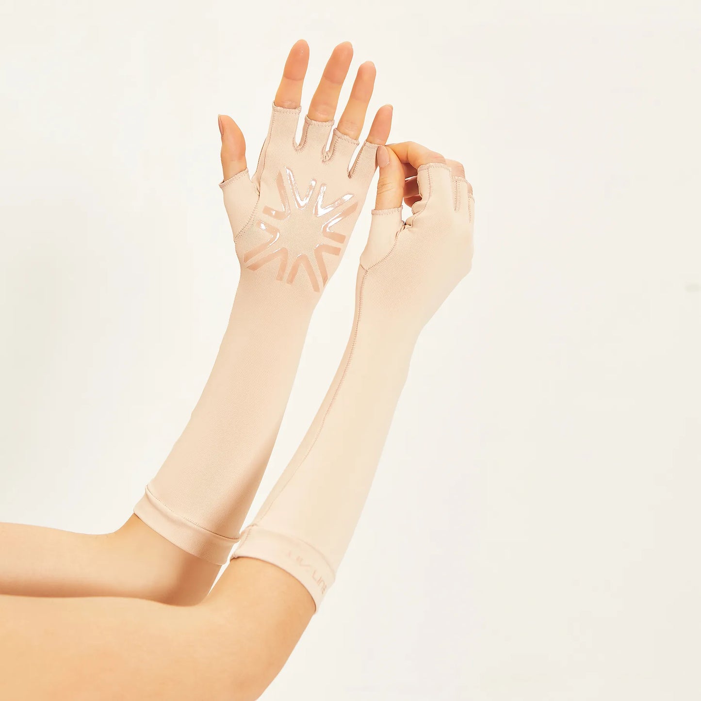 Guantes largos beige con protección solar UV LINE