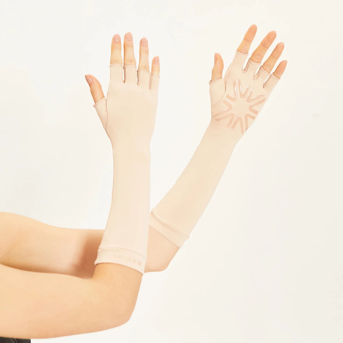 Guantes largos beige con protección solar UV LINE
