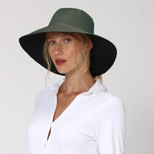 Sombrero San Diego Reversible negro/verde militar UV LINE