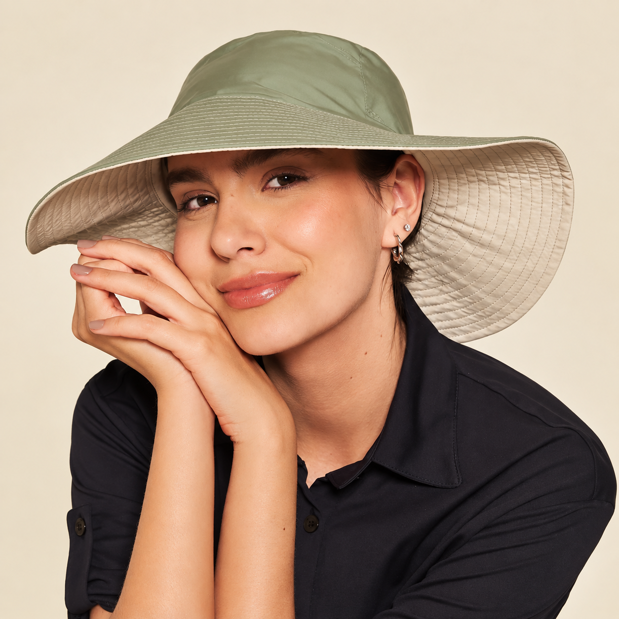 Sombrero UV con protección solar Reversible San Diego - Arena/Kaki Salvia
