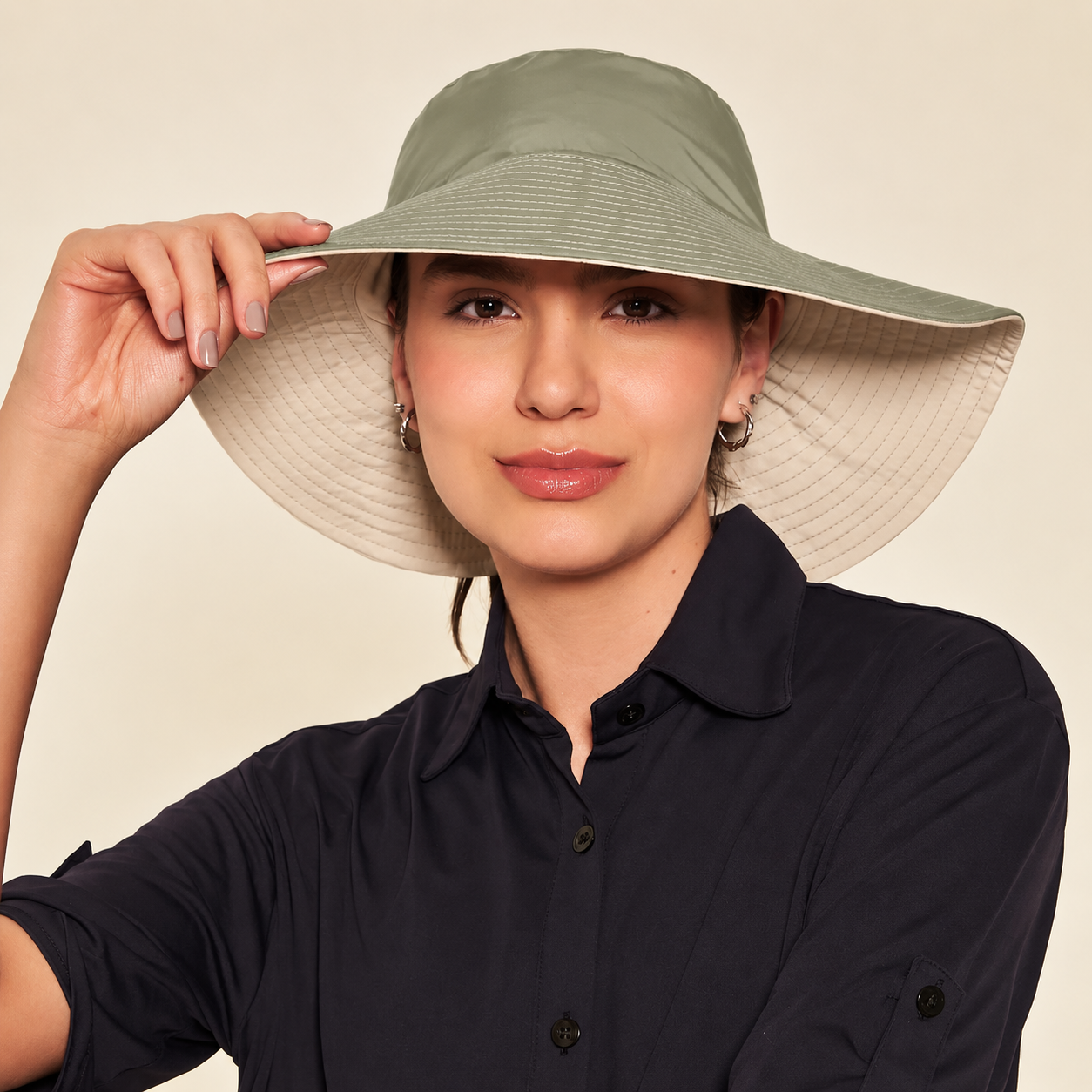 Sombrero UV con protección solar Reversible San Diego - Arena/Kaki Salvia