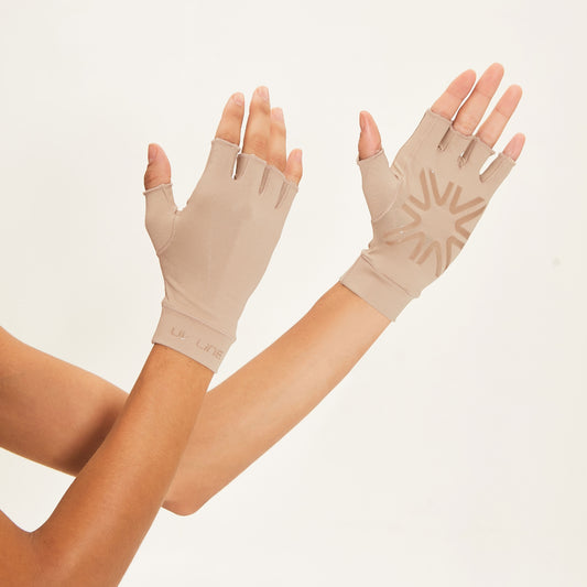 Guantes UV cortos con protección solar - Chocolate